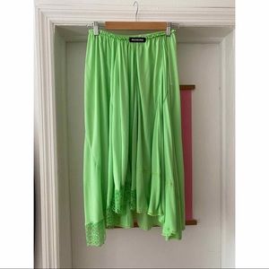 Balenciaga Openwork Lime Green Trim Slip Skirt 36
